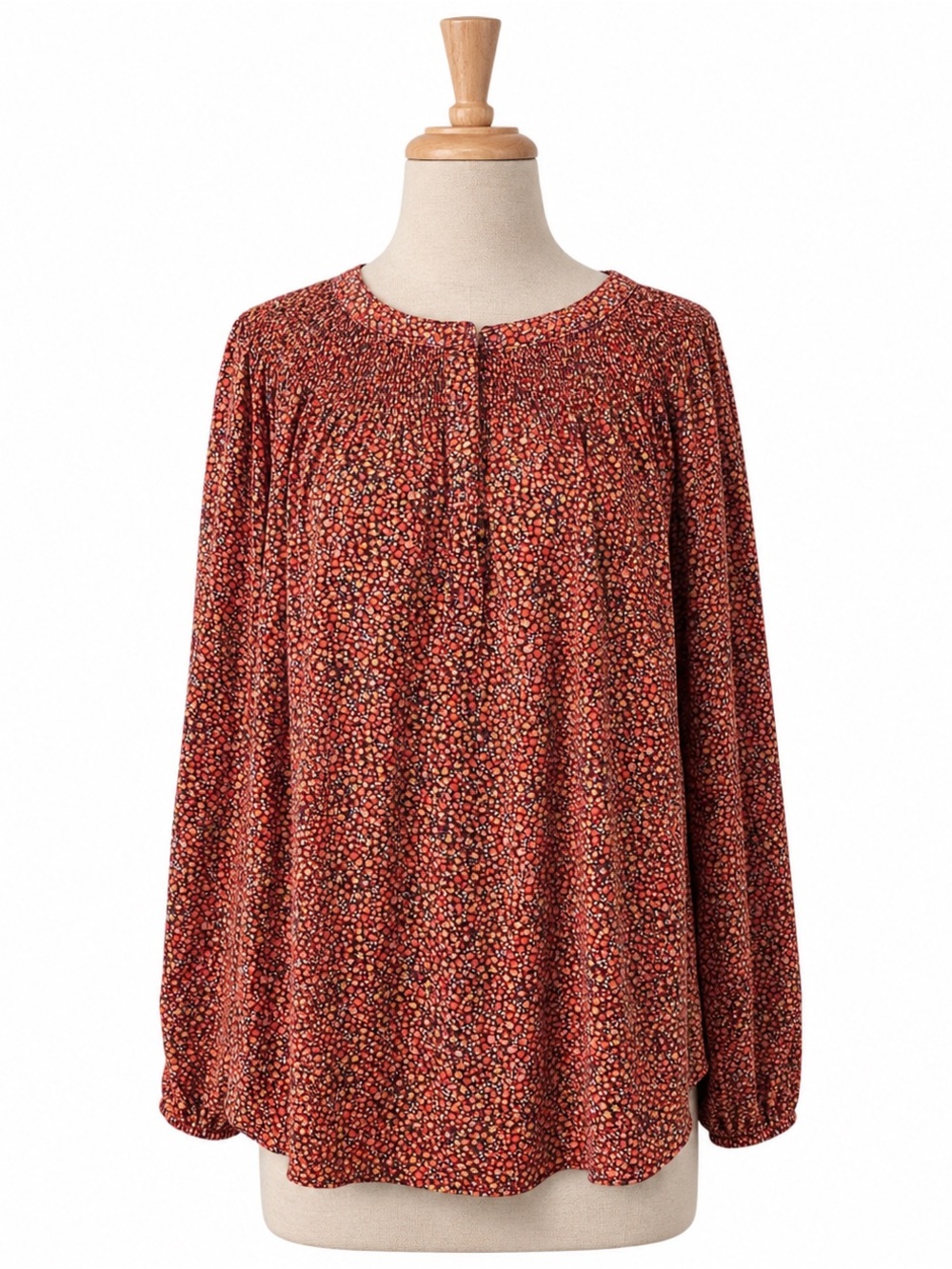 Croft & Barrow Red Floral Printed Long-Sleeve Peasant Blouse